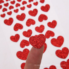 Kindergeschenk Red Shining Love Shape selbstklebende Glitter Sticker Blatt Glitter Papier Sticker